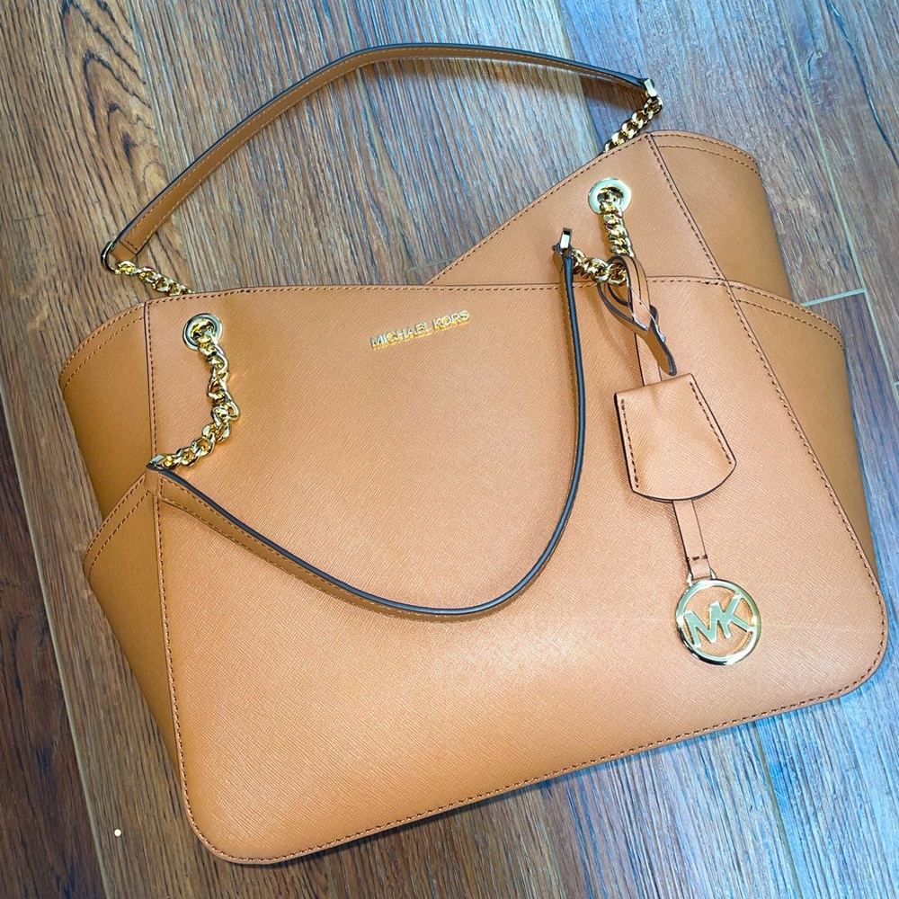 NWT Lg Authentic MK Brown Shoulder Tote